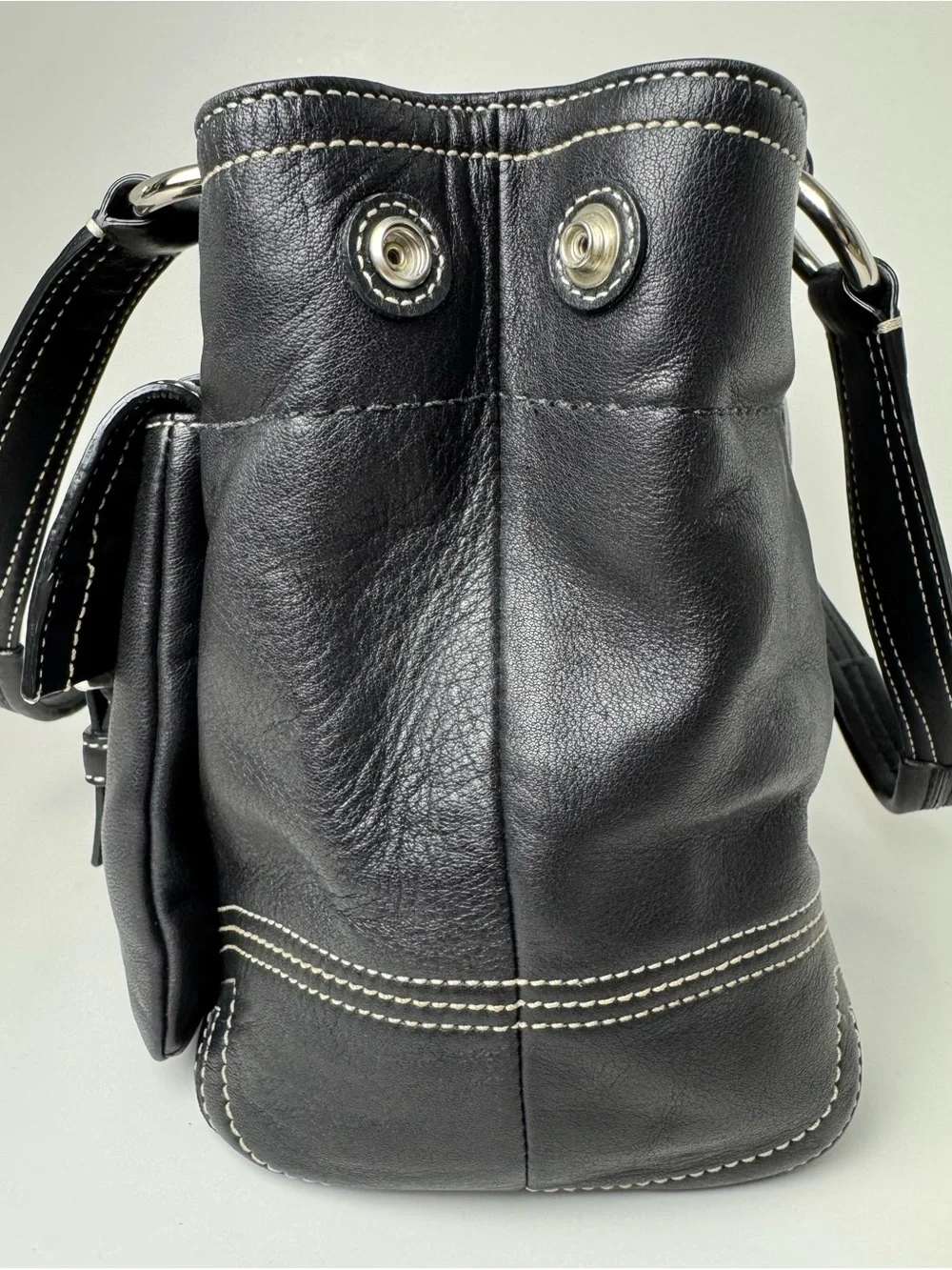 Coach Soho Black Leather Double Buckle Pocket Shoulder Bag-F08A09 -Y2K